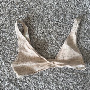 SKIMS Beige Textured Triangle Bikini Top